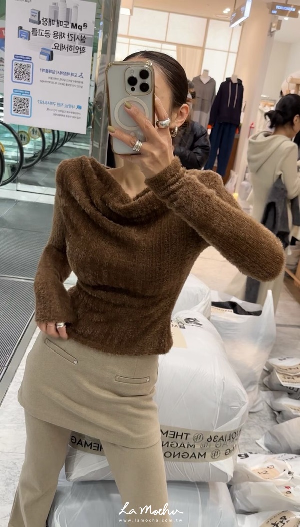 女人味馬海毛垂領上衣